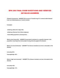BPH 206 Final Exam: Disease Transmission, Herd Immunity, and Outbreaks