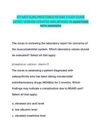 ATI MED SURG PROCTORED RETAKE STUDY GUIDE  LATEST VERSION UPDATED AND REVISED IN QUESTIONS