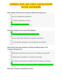 SOPHIA ENG 201 UNIT 4 QUESTIONS WITH ANSWERS: Research Writing and Essay Revision