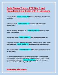 Delta Sigma Theta – PPP Day 1 and Presidents Final Exam with A+ Answers.