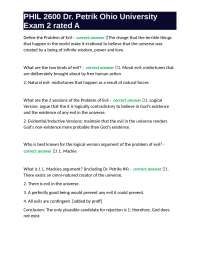PHIL 2600 Dr. Petrik Ohio University Exam 2 rated A