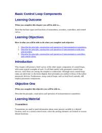 Control Loop Components: Transmitters, Recorders, Controllers, and Valves