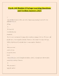 Psych 140 Module 8 Portage Learning Questions and Verified Answers 2025