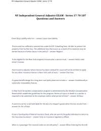 NY Independent General Adjuster EXAM - Series 17-70 187 Questions and Answers