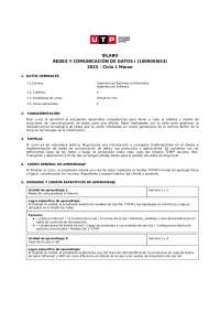 Redes y Comunicación de Datos I: Sílabo del Curso 2025 - Ciclo 1 Marzo