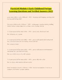 Psych140 Module 4 Early Childhood Portage Learning Questions and Verified Answers 2025