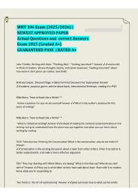 WRT 106 Exam (2025/2026) | NEWEST APPROVED PAPER Actual Questions and correct Answers Exam