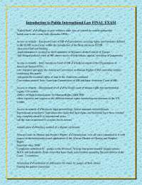 Introduction to Public International Law: Final Exam Review