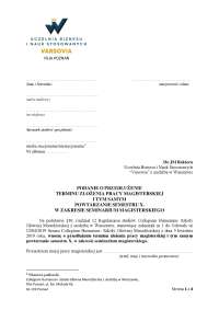 podanie o przed;uzenie złożenia pracy m,agosterkisje