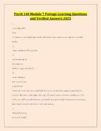 Psych 140 Module 7 Portage Learning Questions and Verified Answers 2025