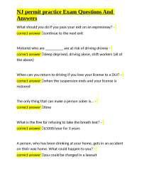 New Jersey Driver's Permit Practice Exam Questions and Answers