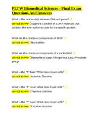 PLTW Biomedical Sciences Final Exam Questions and Answers