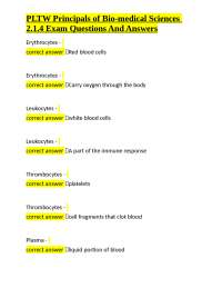 PLTW Principals of Bio-medical Sciences 2.1.4 Exam Questions And Answers