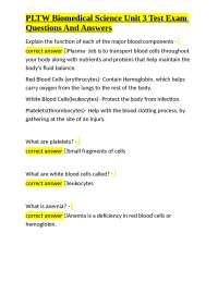 PLTW Biomedical Science Unit 3 Test Exam Questions And Answers