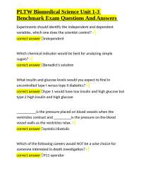 PLTW Biomedical Science Unit 1-3 Benchmark Exam Questions and Answers