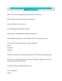 CPSI Course Exam | Actual Questions and Answers Latest Updated 2024/2025 (Graded A+)