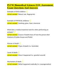 PLTW Biomedical Sciences EOC Assessment Exam Questions And Answers