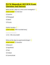 PLTW Biomedical Review Exam: Questions and Answers