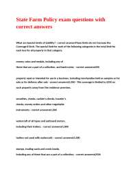 State Farm Fire Independent Policy Exam questions with correct answers,