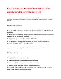 State Farm Fire Independent Policy Exam questions with correct answers