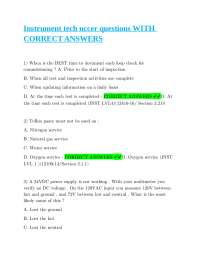 Instrument tech nccer questions WITH CORRECT ANSWERS