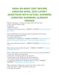 NEHA RS-REHS TEST REVIEW CREATED APRIL 2025 LATEST QUESTIONS WITH ACTUAL ANSWERS (VERIFIED