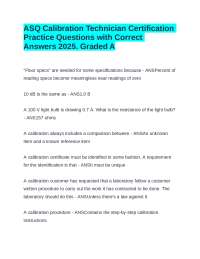 ASQ Calibration Technician Certification Practice Questions and Answers