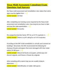 Texas Mold Assessment Consultant Exam Questions and Answers
