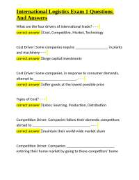 International Logistics Exam 1 Questions and Answers