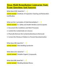 Texas Mold Remediation Contractor State Exam Questions and Answers