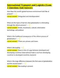 International Transport and Logistics Exam 1 Questions And Answers