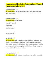 International Logistics Exam 1: Questions and Answers on Control and Design Decisions