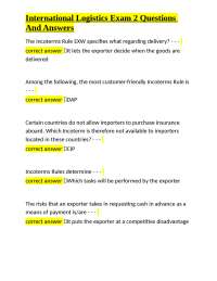 International Logistics Exam 2: Questions and Answers