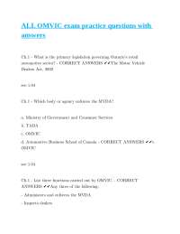 OMVIC Exam Practice Questions and Answers: Chapter 1-3
