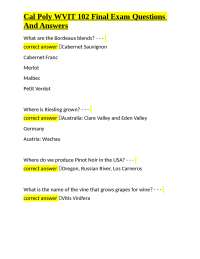 Cal Poly WVIT 102 Final Exam Questions and Answers: Wine Production and Regions