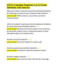 USCG Container Inspector 1.2-2.1 Exam Questions and Answers