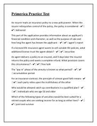 Primerica Practice Test: Life Insurance and Annuities