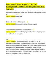 Intermodal Dry Cargo CNTR/CSC Reinspection Certifier Exam Questions And Answers