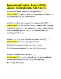 International Logistics Exam 1: Questions and Answers (MSU, Adams)