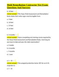 Mold Remediation Contractor Test Exam Questions And Answers