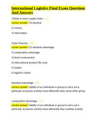 International Logistics Final Exam Questions and Answers