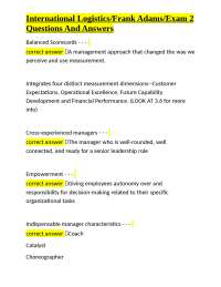 International Logistics/Frank Adams/Exam 2 Questions And Answers