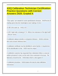 ASQ Calibration Technician Certification Practice Questions and Answers