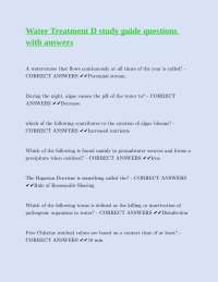 Water Treatment Study Guide: Questions and Answers