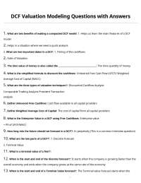 DCF Valuation Modeling: Questions and Answers for Finance Professionals