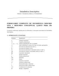 Estadística Descriptiva: Guía Completa de Fórmulas y Conceptos Esenciales