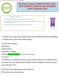 NR 226 Final Exam Complete Test – 100% Correct Questions and Answers, Latest Version 2025