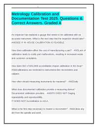 Metrology Calibration and Documentation Test: Questions and Answers