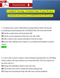 Certified Nursing Assistant State Exam Review: Questions and Answers