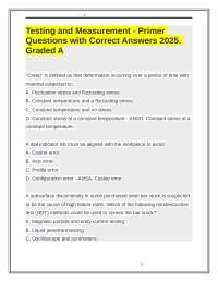 Testing and Measurement Primer: Multiple Choice Questions with Answers